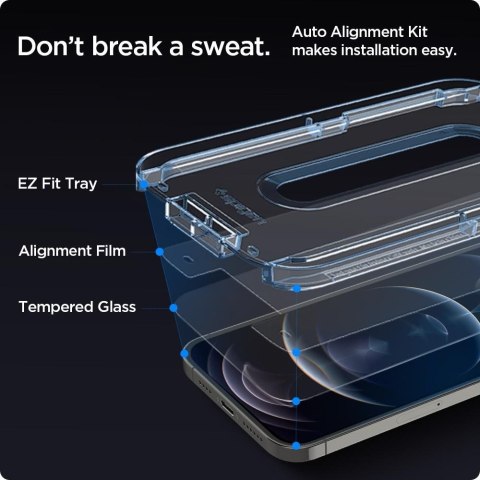 SZKŁO HARTOWANE SPIGEN GLAS.TR "EZ FIT" 2-PACK IPHONE 12 / 12 PRO CLEAR Spigen