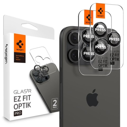 OSŁONA APARATU SPIGEN OPTIK PRO GLAS.TR "EZ FIT" CAMERA PROTECTOR 2-PACK IPHONE 14 PRO / MAX / 15 PRO / MAX / 16 PRO / MAX / 17  Spigen