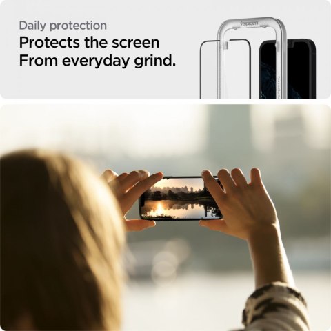 SZKŁO HARTOWANE SPIGEN ALM GLASS FC 2-PACK IPHONE 13 / 13 PRO / 14 / 16E / 17E BLACK Spigen