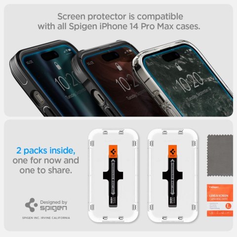 SZKŁO HARTOWANE SPIGEN GLAS.TR "EZ FIT" 2-PACK IPHONE 14 PRO CLEAR Spigen