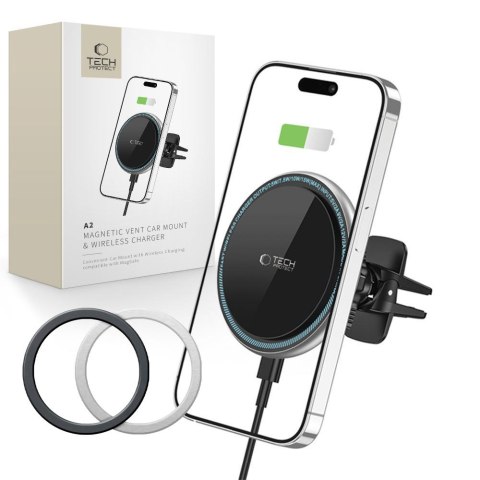 TECH-PROTECT A2 MAGNETIC MAGSAFE VENT CAR MOUNT WIRELESS CHARGER 15W BLACK Tech-Protect