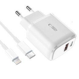 TECH-PROTECT C20W 2-PORT NETWORK CHARGER PD 20W / QC3.0 + LIGHTNING CABLE WHITE Tech-Protect