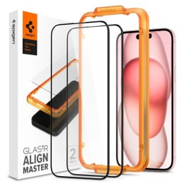 SZKŁO HARTOWANE SPIGEN ALM GLASS FC 2-PACK IPHONE 15 PLUS BLACK Spigen