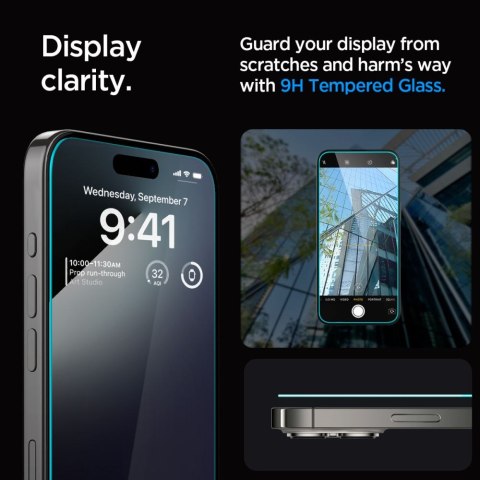 SZKŁO HARTOWANE SPIGEN GLAS.TR "EZ FIT" 2-PACK IPHONE 15 PRO MAX CLEAR Spigen