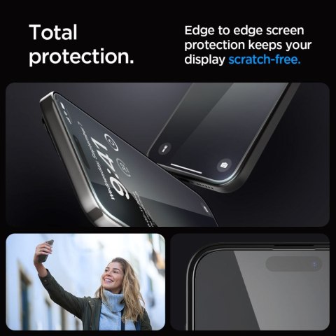 SZKŁO HARTOWANE SPIGEN GLAS.TR "EZ FIT" FC 2-PACK IPHONE 15 PRO BLACK Spigen