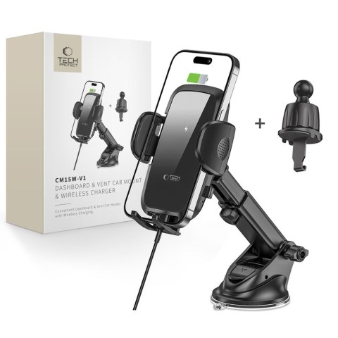 TECH-PROTECT CM15W-V1 DASHBOARD & VENT CAR MOUNT WIRELESS CHARGER 15W BLACK Tech-Protect