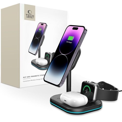 TECH-PROTECT QI15W-A27 3IN1 MAGNETIC MAGSAFE WIRELESS CHARGER BLACK Tech-Protect