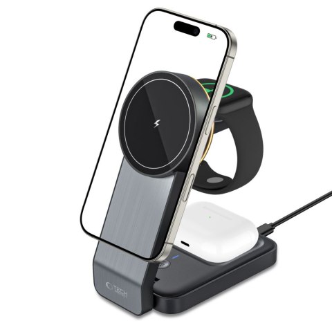 TECH-PROTECT QI15W-A28 3IN1 MAGNETIC MAGSAFE WIRELESS CHARGER BLACK Tech-Protect