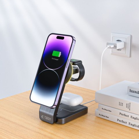TECH-PROTECT QI15W-A28 3IN1 MAGNETIC MAGSAFE WIRELESS CHARGER BLACK Tech-Protect