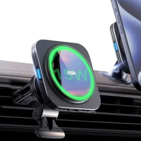 ESR HALOLOCK MAGNETIC MAGSAFE VENT CAR MOUNT WIRELESS CHARGER QI2 15W BLACK ESR