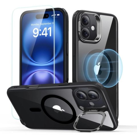 ESR CLASSIC HYBRID KICKSTAND HALOLOCK MAGSAFE & TEMPERED GLASS IPHONE 16 CLEAR/BLACK ESR