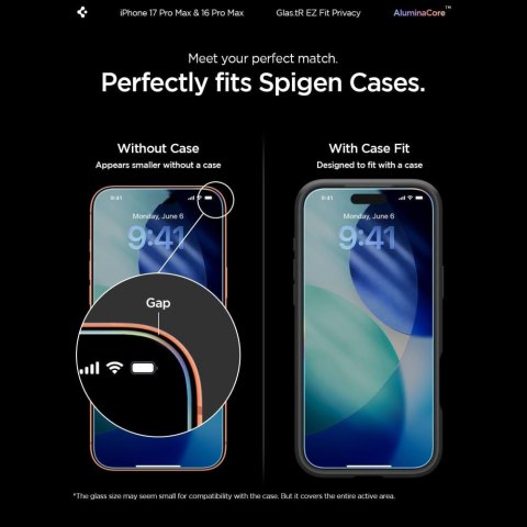 SZKŁO PRYWATYZUJĄCE SPIGEN GLAS.TR "EZ FIT AC" 2-PACK IPHONE 16 PRO MAX / 17 PRO MAX PRIVACY Spigen