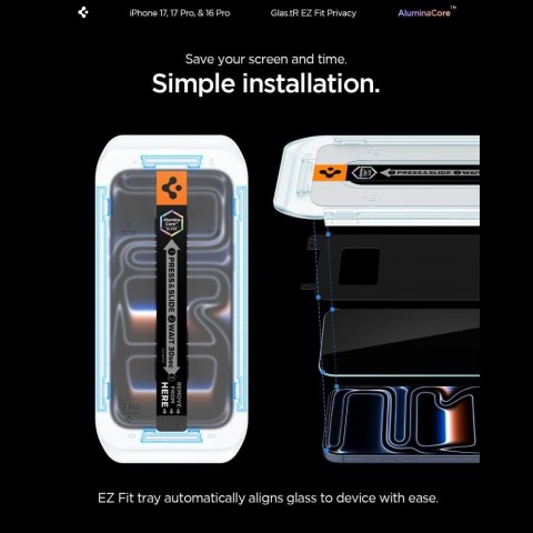 SZKŁO PRYWATYZUJĄCE SPIGEN GLAS.TR "EZ FIT AC" 2-PACK IPHONE 16 PRO / 17 / 17 PRO PRIVACY Spigen