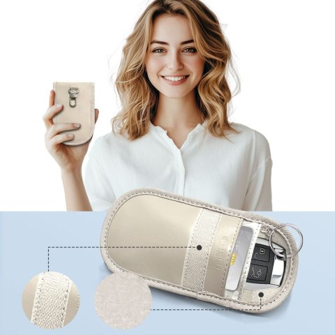 KLATKA FARADAYA TECH-PROTECT KLR100 POUCH KEYLESS RFID SIGNAL BLOCKER CASE CAFFE LATTE Tech-Protect