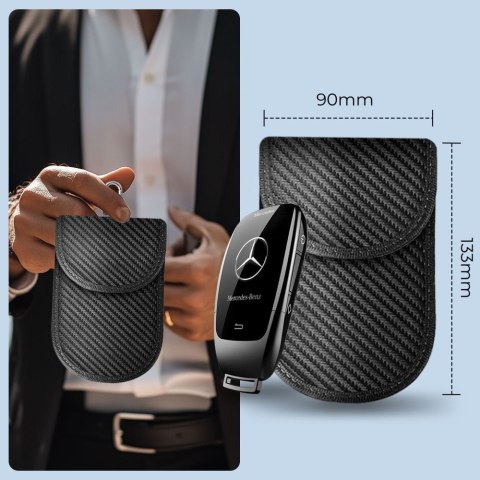 KLATKA FARADAYA TECH-PROTECT KLR100 POUCH KEYLESS RFID SIGNAL BLOCKER CASE CARBON BLACK Tech-Protect