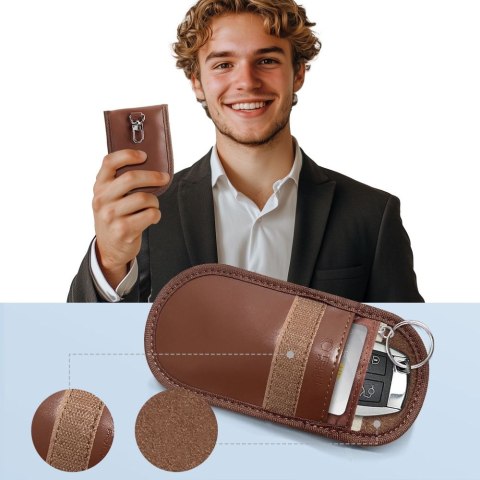 KLATKA FARADAYA TECH-PROTECT KLR100 POUCH KEYLESS RFID SIGNAL BLOCKER CASE ESPRESSO Tech-Protect