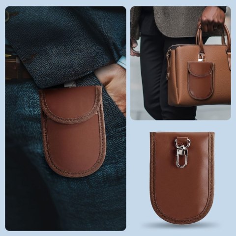 KLATKA FARADAYA TECH-PROTECT KLR100 POUCH KEYLESS RFID SIGNAL BLOCKER CASE ESPRESSO Tech-Protect