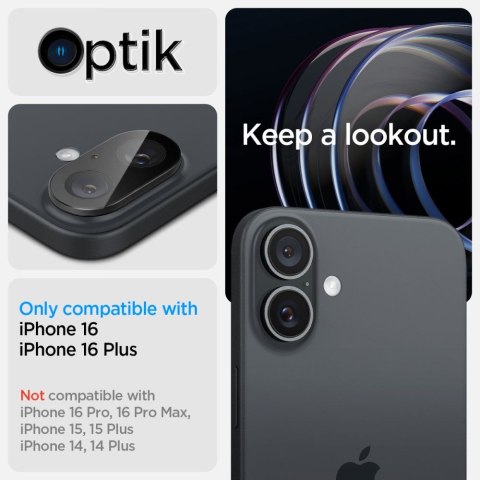 OSŁONA APARATU SPIGEN OPTIK GLAS.TR CAMERA PROTECTOR 2-PACK IPHONE 16 / 16 PLUS BLACK Spigen