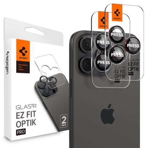 OSŁONA APARATU SPIGEN OPTIK PRO L-SERIES GLAS.TR "EZ FIT" CAMERA PROTECTOR 2-PACK IPHONE 14 PRO / MAX / 15 PRO / MAX / 16 PRO /  Spigen