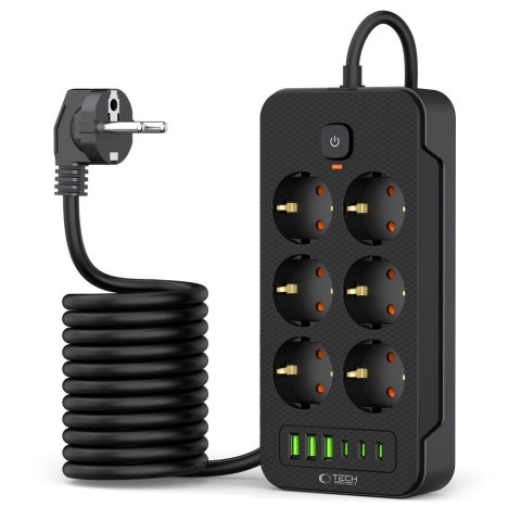 TECH-PROTECT PC6X6 POWER STRIP 3 USB & 3 TYPE-C & 6 SOCKET 200CM BLACK Tech-Protect