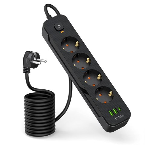 TECH-PROTECT PCL4X3 POWER STRIP LONG 2 USB & 1 TYPE-C & 4 SOCKET 200CM BLACK Tech-Protect