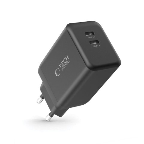 TECH-PROTECT NC45W-GAN 2-PORT NETWORK CHARGER PD 45W BLACK Tech-Protect