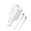 TECH-PROTECT NC45W-GAN 2-PORT NETWORK CHARGER PD 45W + TYPE-C CABLE WHITE Tech-Protect