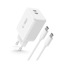 TECH-PROTECT NC45W-GAN 2-PORT NETWORK CHARGER PD 45W + TYPE-C CABLE WHITE Tech-Protect