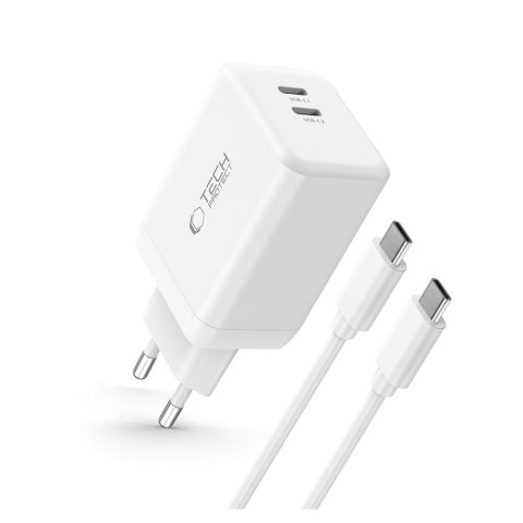 TECH-PROTECT NC45W-GAN 2-PORT NETWORK CHARGER PD 45W + TYPE-C CABLE WHITE Tech-Protect