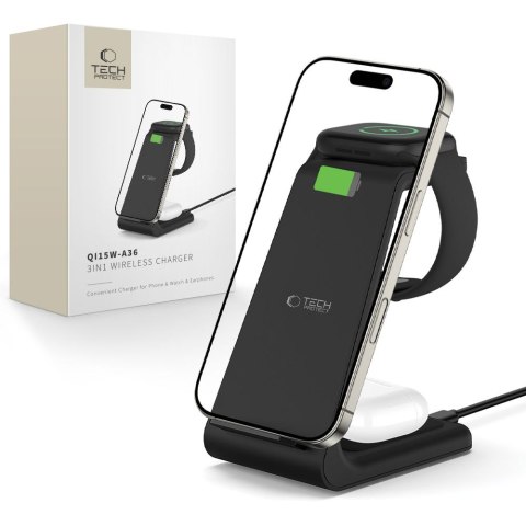 TECH-PROTECT QI15W-A36 3IN1 WIRELESS CHARGER FOR APPLE BLACK Tech-Protect