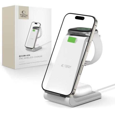 TECH-PROTECT QI15W-A36 3IN1 WIRELESS CHARGER FOR APPLE WHITE Tech-Protect