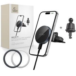 TECH-PROTECT MM15W-V5 MAGNETIC MAGSAFE CD & VENT CAR MOUNT WIRELESS CHARGER 15W BLACK/BLACK Tech-Protect