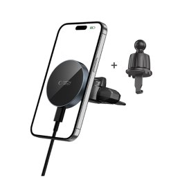 TECH-PROTECT MM15W-V5 MAGNETIC MAGSAFE CD & VENT CAR MOUNT WIRELESS CHARGER 15W BLACK/BLACK Tech-Protect