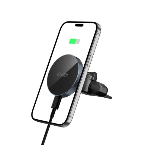 TECH-PROTECT MM15W-V5 MAGNETIC MAGSAFE CD & VENT CAR MOUNT WIRELESS CHARGER 15W BLACK/BLACK Tech-Protect