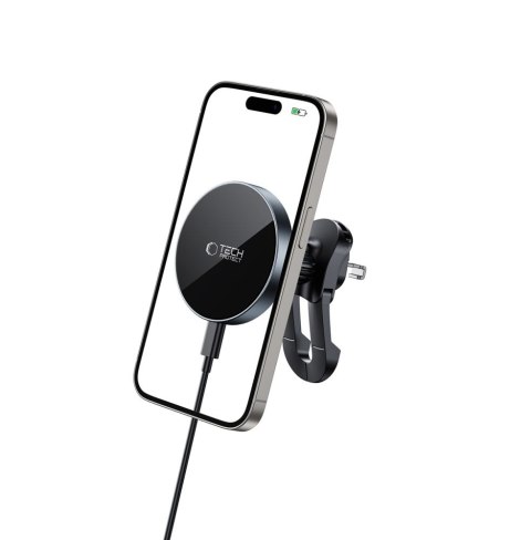 TECH-PROTECT MM15W-V5 MAGNETIC MAGSAFE STABLE VENT CAR MOUNT WIRELESS CHARGER 15W BLACK/BLACK Tech-Protect