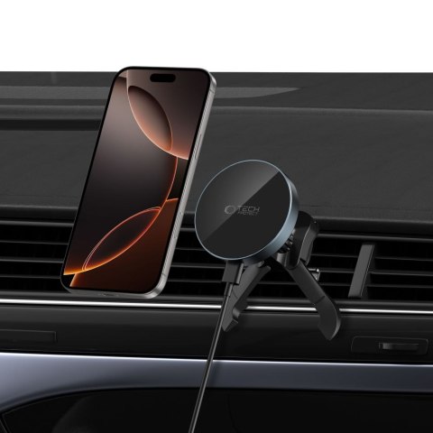 TECH-PROTECT MM15W-V5 MAGNETIC MAGSAFE STABLE VENT CAR MOUNT WIRELESS CHARGER 15W BLACK/BLACK Tech-Protect