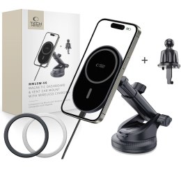 TECH-PROTECT MM15W-V6 MAGNETIC MAGSAFE DASHBOARD & VENT CAR MOUNT WIRELESS CHARGER 15W BLACK/BLACK Tech-Protect