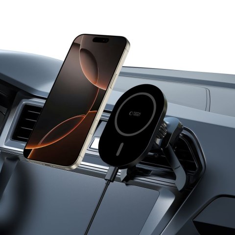 TECH-PROTECT MM15W-V6 MAGNETIC MAGSAFE STABLE VENT CAR MOUNT WIRELESS CHARGER 15W BLACK/BLACK Tech-Protect