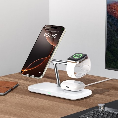 TECH-PROTECT QI15W-A45 3IN1 MAGNETIC MAGSAFE WIRELESS CHARGER WHITE Tech-Protect
