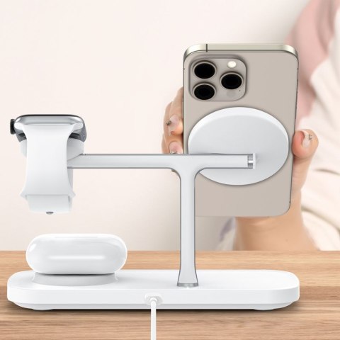 TECH-PROTECT QI15W-A45 3IN1 MAGNETIC MAGSAFE WIRELESS CHARGER WHITE Tech-Protect