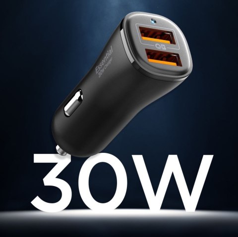 SPIGEN ESSENTIAL EV302 2-PORT CAR CHARGER 30W BLACK Spigen