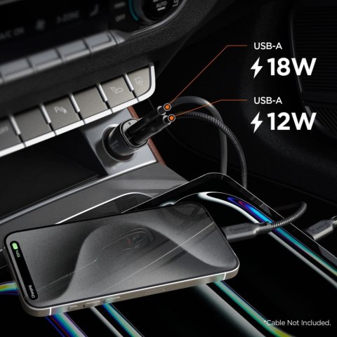 SPIGEN ESSENTIAL EV302 2-PORT CAR CHARGER 30W BLACK Spigen
