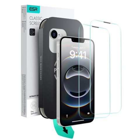 SZKŁO HARTOWANE ESR ULTRAFIT TEMPERED GLASS 2-PACK IPHONE 13 / 13 PRO / 14 / 16E / 17E CLEAR ESR