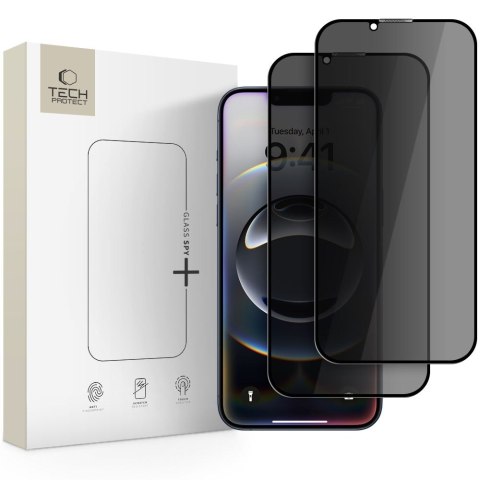 SZKŁO PRYWATYZUJĄCE TECH-PROTECT GLASS SPY+ 2-PACK IPHONE 13 / 13 PRO / 14 / 16E / 17E PRIVACY Tech-Protect