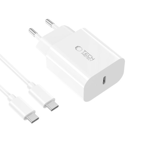 TECH-PROTECT NC20W 1-PORT NETWORK CHARGER PD 20W + TYPE-C CABLE WHITE Tech-Protect