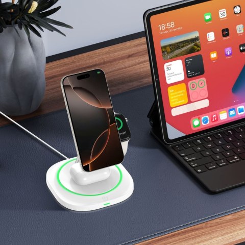 TECH-PROTECT QI15W-A46 3IN1 MAGNETIC MAGSAFE WIRELESS CHARGER WHITE Tech-Protect