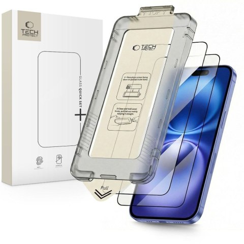 SZKŁO HARTOWANE TECH-PROTECT QUICK SET+ 2-PACK IPHONE 15 / 16 BLACK Tech-Protect