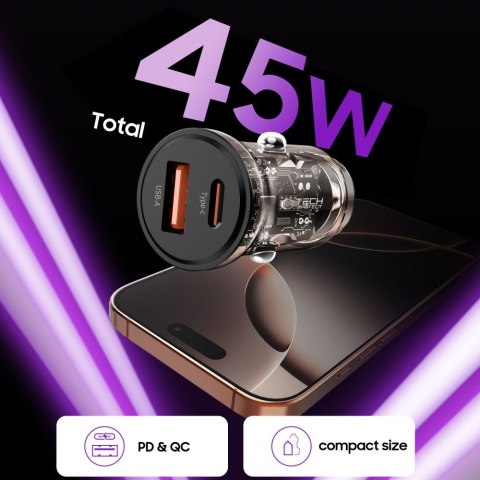 TECH-PROTECT CC01 2-PORT CAR CHARGER PD 45W / QC3.0 BLACK Tech-Protect