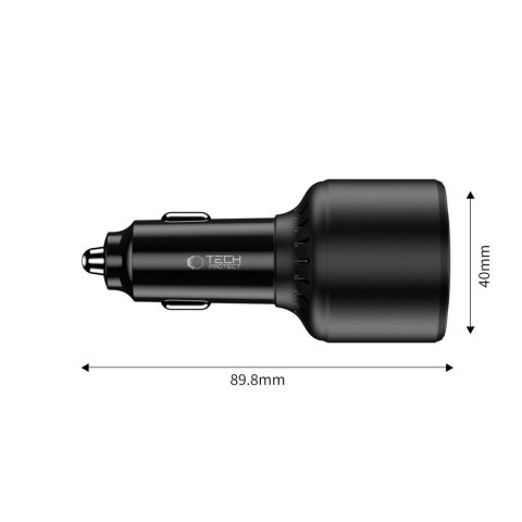 TECH-PROTECT CC04 3-PORT CAR CHARGER PD 130W BLACK Tech-Protect