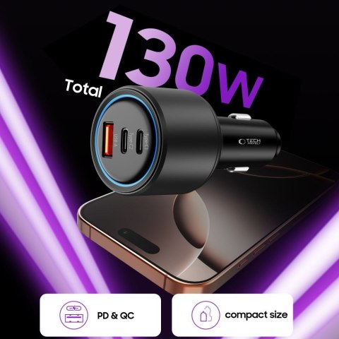 TECH-PROTECT CC04 3-PORT CAR CHARGER PD 130W BLACK Tech-Protect